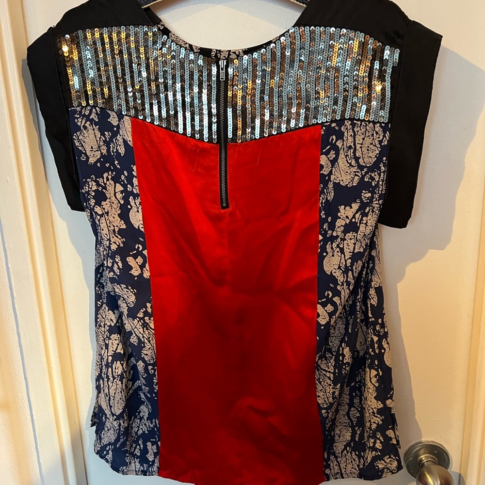 Vintage French connection mixed media blouse size 8